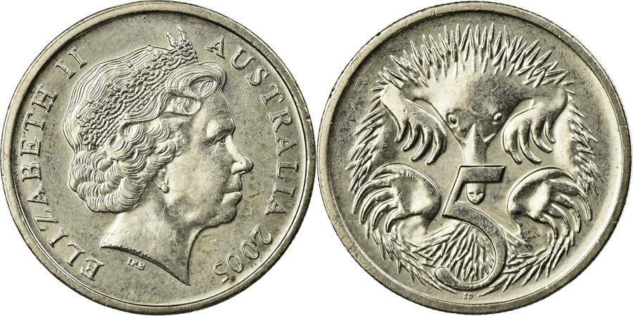 Coin, Australia, Elizabeth II, 5 Cents, 2005, , Copper-nickel, KM:401