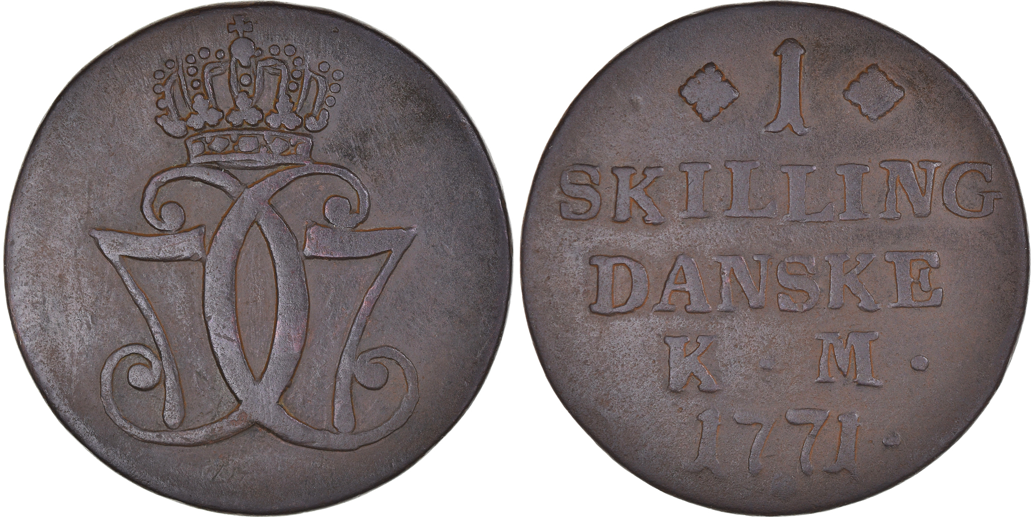 Coin, Denmark, Christian VII, Skilling, 1771, , Copper, KM:616.1
