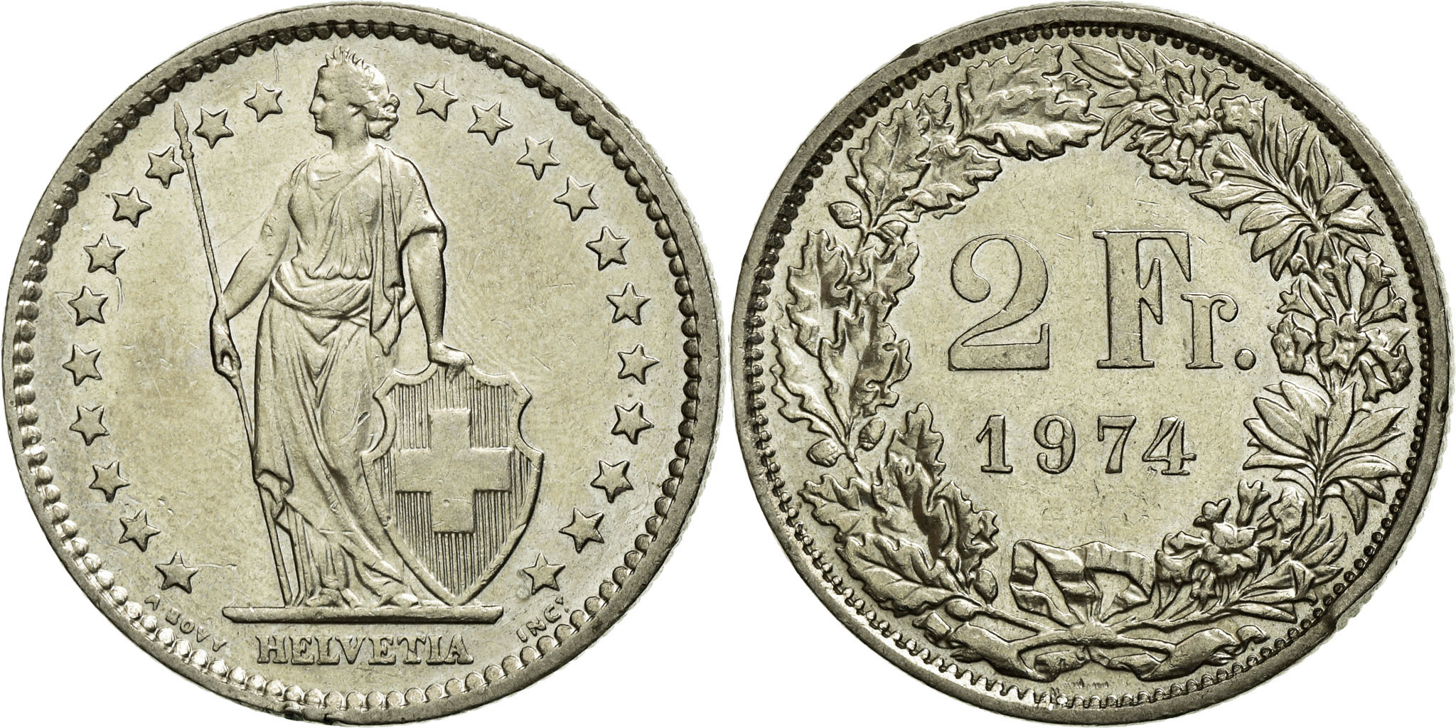 世界の 外国銭 コレクション ヨーロッパ 東南アジアなど古銭 約9.9kg Coin, Switzerland, 2 Francs, 1974, , Copper-nickel, KM:21a.1