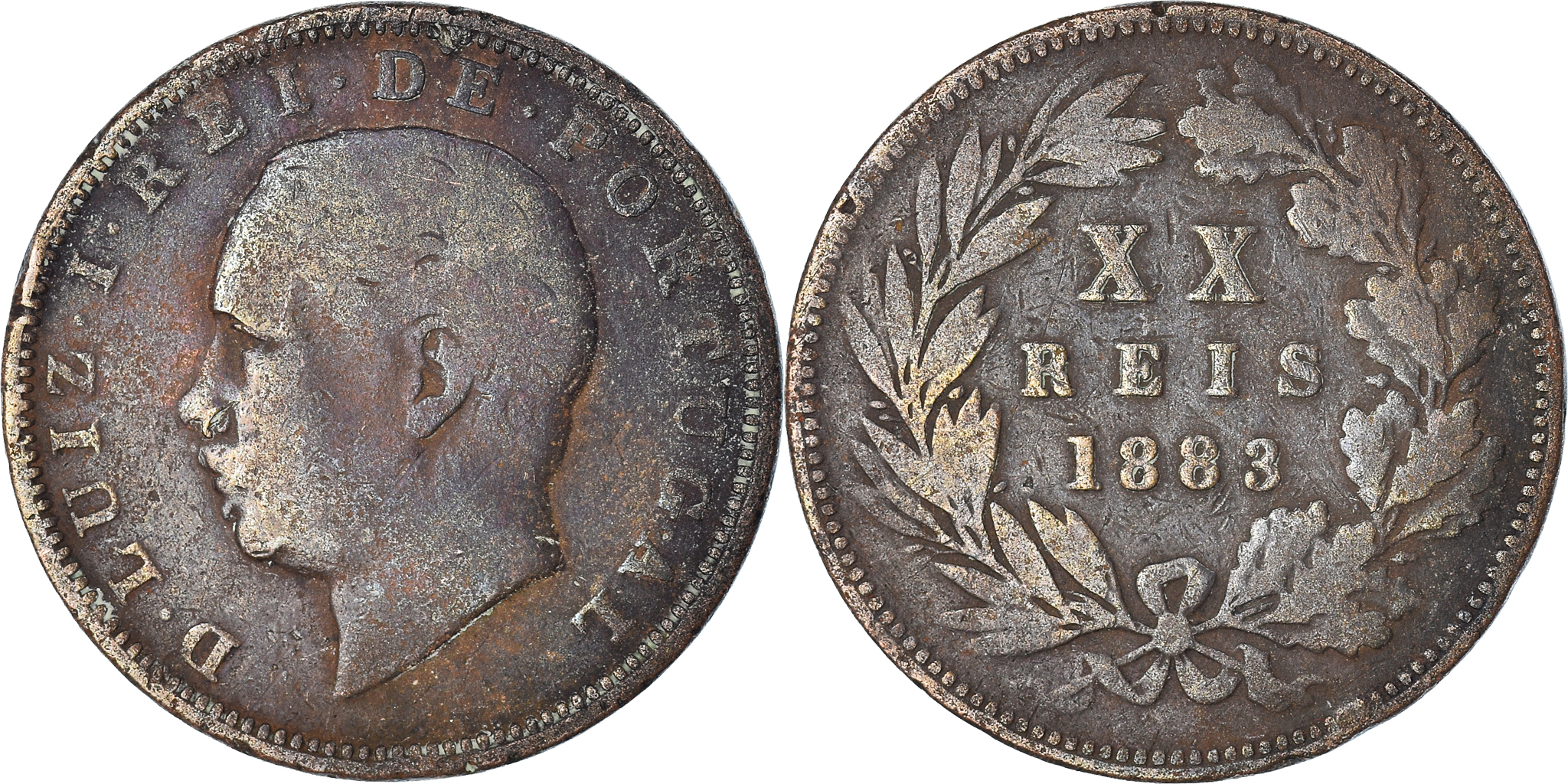 Coin, Portugal, 20 Reis, 1883 | European Coins