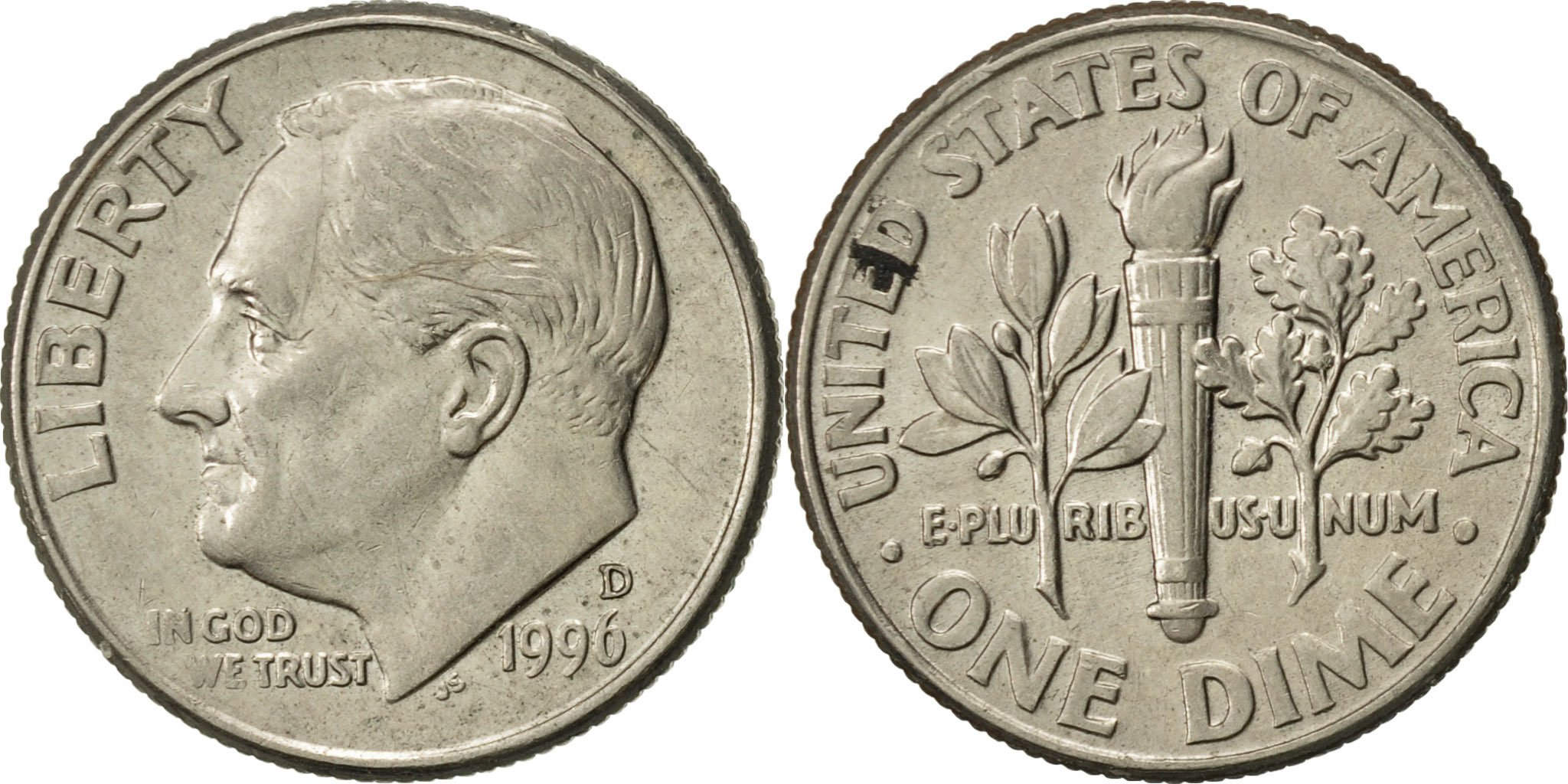 United States, Roosevelt Dime, Dime, 1996, U.S. Mint, Denver,