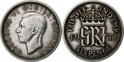 World Coins - Great Britain, George VI, 6 Pence, 1937, Silver, , KM:852