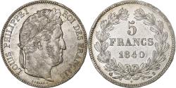 World Coins - France, Louis-Philippe, 5 Francs, 1840, Rouen, Silver, , Gadoury:678
