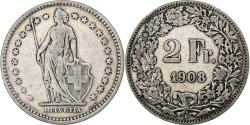 World Coins - Switzerland, 2 Francs, Helvetia, 1908, Bern, Silver, , KM:21