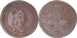 World Coins - Coin, France, Louis XIV, Liard, 1656, Vimy, var. double grènetis,