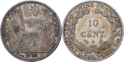 World Coins - French Indochina, 10 Cents, 1914, Paris, Silver, , Lecompte:153, KM:9