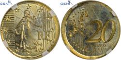 World Coins - France, 20 Centimes, error broadstruck, 1999, Pessac, Nordic gold, GENI,