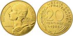 World Coins - France, 20 Centimes, Marianne, 1984, Paris, FDC, Aluminum-Bronze,