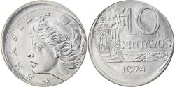 World Coins - Coin, Brazil, 10 Centavos, 1974, error off center strike, , Stainless