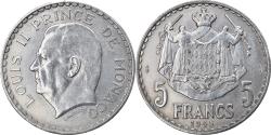 World Coins - Coin, Monaco, Louis II, 5 Francs, 1945, Paris, , Aluminum, KM:122