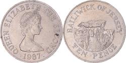 World Coins - Coin, Jersey, Elizabeth II, 10 Pence, 1987, , Copper-nickel, KM:57.1