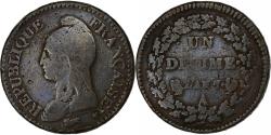 World Coins - France, 1 Décime, Dupré, AN 7/5, Paris, Coq/Corne, Bronze,