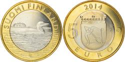World Coins - Finland, 5 Euro, Le Plongeon huard en Savonie, 2014, , Bi-Metallic