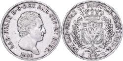 World Coins - Italian States, SARDINIA, Carlo Felice, 5 Lire, 1830, Torino, Silver,