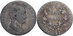 World Coins - France, Napoléon Bonaparte, 1/2 Franc, An XI, Paris, Silver,