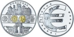 World Coins - Portugal, Medal, Adoption de l'Euro, Politics, 2002, , Silver Plated