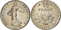 World Coins - France, 1/2 Franc, Semeuse, 1974, Paris, Chouette, Nickel,