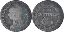 World Coins - Coin, France, Dupré, 5 Centimes, AN 7, Strasbourg, , Bronze, KM:640.4