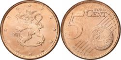 World Coins - Finland, 5 Euro Cent, 2001, Vantaa, Copper Plated Steel,
