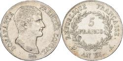 World Coins - France, Napoléon Bonaparte, 5 Francs, An XI, Paris, Silver,