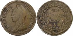 World Coins - France, Decime, Dupré, AN 7/5, Paris, Coq/Corne, Copper,