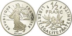 World Coins - Coin, France, Semeuse, 1/2 Franc, 1991, Proof, , Nickel, KM:931.2