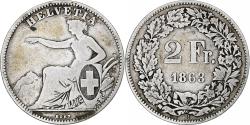 World Coins - Switzerland, 2 Francs, 1863, Bern, KM #10a, , Silver, 9.70