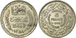 World Coins - Coin, Tunisia, Ahmad Pasha Bey, 5 Francs, AH 1358/1939, Paris,