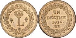 World Coins - France, Louis XVIII, 1 Décime, 1814, Strasbourg, Restrike, Copper,