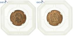 World Coins - Coin, France, Napoléon III, 5 Centimes, 1855, Bordeaux, GENI, MS63RB, Bronze