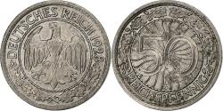 World Coins - GERMANY, WEIMAR REPUBLIC, 50 Reichspfennig, 1928, Berlin, Nickel,