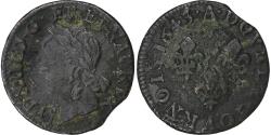 World Coins - France, Louis XIII, Double Tournois, 1643, Corbeil, Copper,