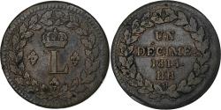 World Coins - France, Louis XVIII, Décime., 1814., Strasbourg, Bronze,
