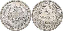 World Coins - Coin, GERMANY - EMPIRE, 1/2 Mark, 1905, Stuttgart, , Silver, KM:17