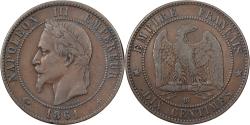 World Coins - France, Napoleon III, 10 Centimes, 1861, Strasbourg, Bronze,