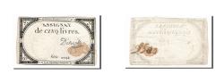 World Coins - Banknote, France, 5 Livres, 1793, D'Osseville, 1793-10-31, VF(30-35), KM:A76
