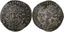 World Coins - France, Henri II, Douzain aux croissants, 1555, Saint-Lô, Billon,
