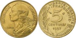 World Coins - France, 5 Centimes, Marianne, 1997, Pessac, Aluminum-Bronze,