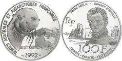 World Coins - France, 100 Francs, Terres Australes, 1992, Paris, BE, Silver,