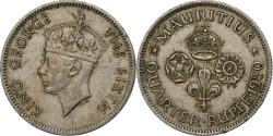 World Coins - Mauritius, George VI, 1/4 Rupee, 1950, Copper-nickel, , KM:27