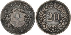 World Coins - Coin, Switzerland, 20 Rappen, 1858, Bern, , Billon, KM:7