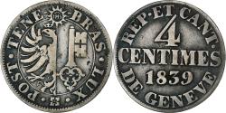 World Coins - SWISS CANTONS, GENEVA, 4 Centimes, 1839, Billon, , KM:127