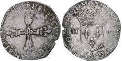 World Coins - France, Henri III, 1/4 Ecu, 1587, Paris, Silver, , Gadoury:494