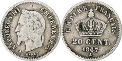 World Coins - France, Napoleon III, 20 Centimes, Napoléon III, 1867, Paris, Silver