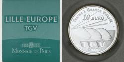 World Coins - France, 10 Euro, Lille Europe TGV, 2010, Monnaie de Paris, BE, , Silver