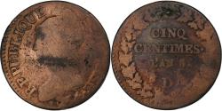 World Coins - France, 5 Centimes, Dupré, AN 5, Lyon, Copper, , Gadoury:126, KM:640