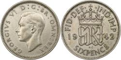 World Coins - Great Britain, 6 Pence, 1942, London, Silver,