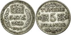 World Coins - Coin, Tunisia, Ahmad Pasha Bey, 5 Francs, 1934, Paris, , Silver, KM:261