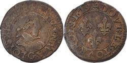 World Coins - France, Louis XIII, Double Tournois, 1619, Poitiers, Copper,