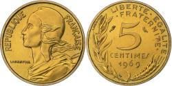 World Coins - France, 5 Centimes, Marianne, 1969, Paris, Aluminum-Bronze,